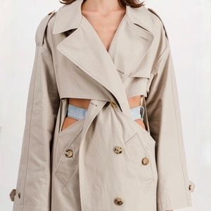 Coperni Twisted Cut Out Trench Coat Sand Colored Sz US6/M